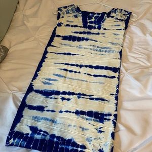 Blue and white tie dyed bandage style dress